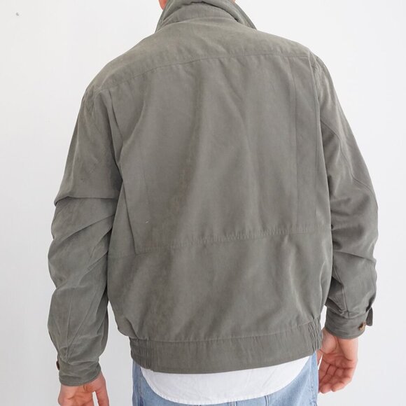 Vintage '90S Barracuda Olive Green Jackson Style Zip Up Farmer Jacket Medium - Picture 2 of 11